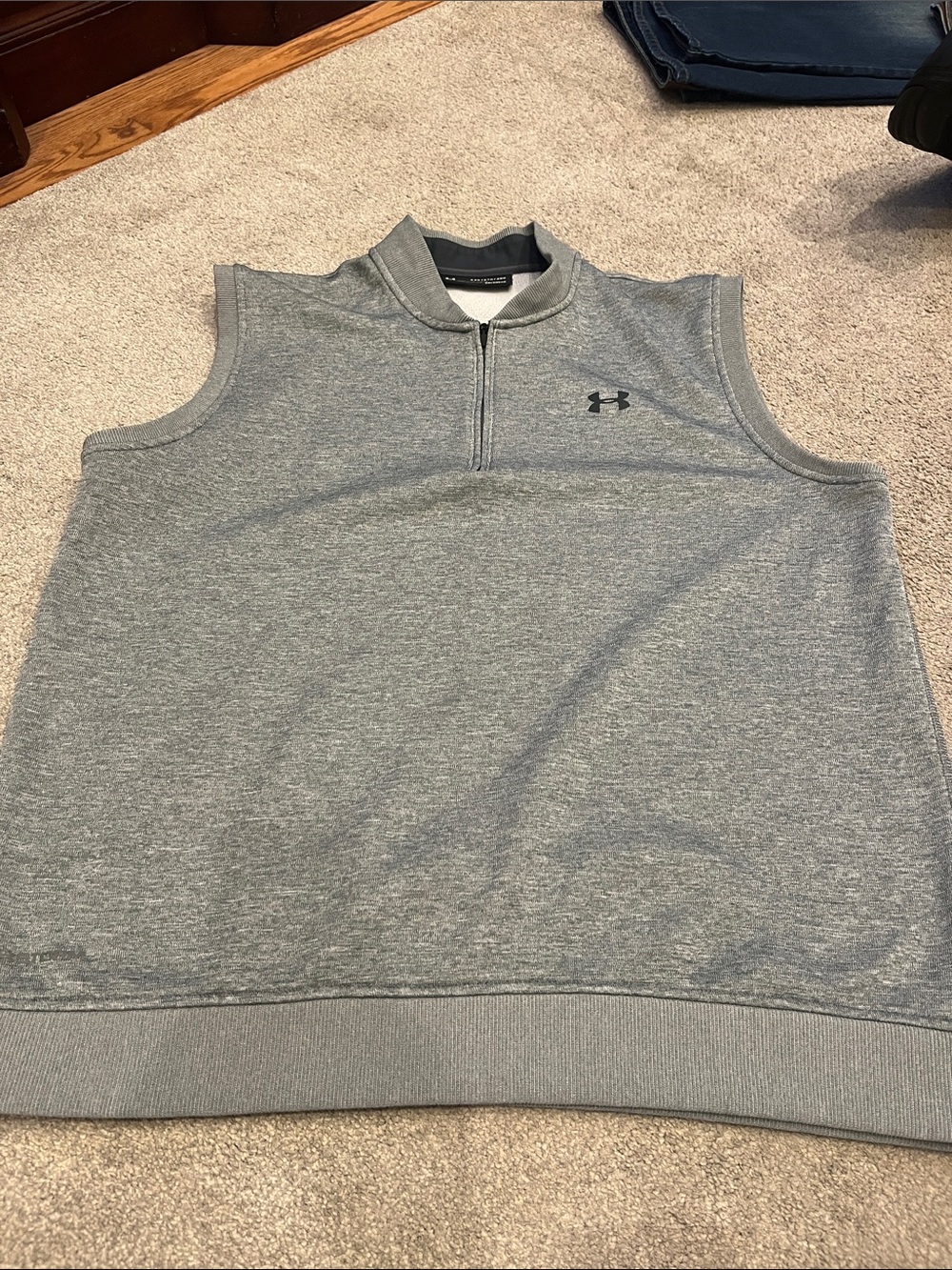 Under Armour Men's Light Gray Quarter-Zip Sleeveless Pullover